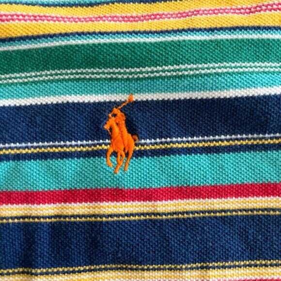 Polo Ralph Lauren Striped Y2K Shirt Men Large Multicolor Embroidered Orange Pony - Picture 4 of 5